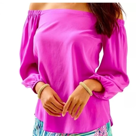 Lilly Pulitzer Adira Silk Off The Shoulder top XS - Picture 1 of 7